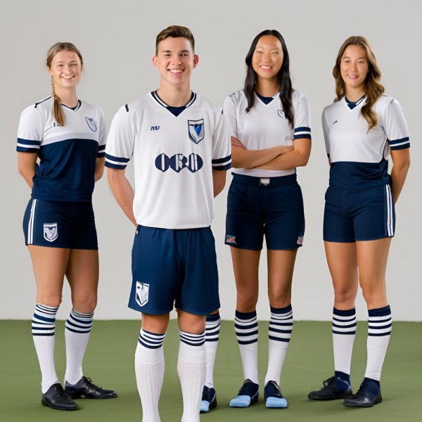 White and Navy Blue Football Uniform - Image 4