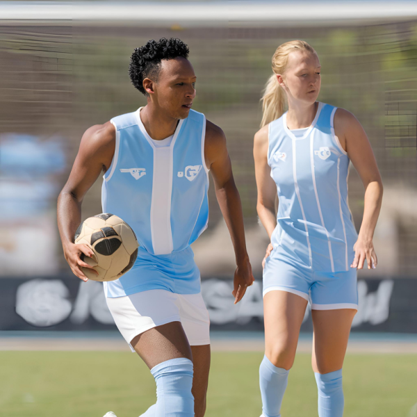 Sky Blue and White Football Uniform - Image 2