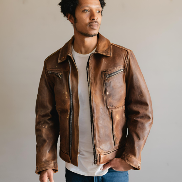 Brown Vintage Leather Jacket - Image 2