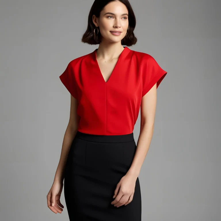 Red Hostess Blouse with Black Skirt