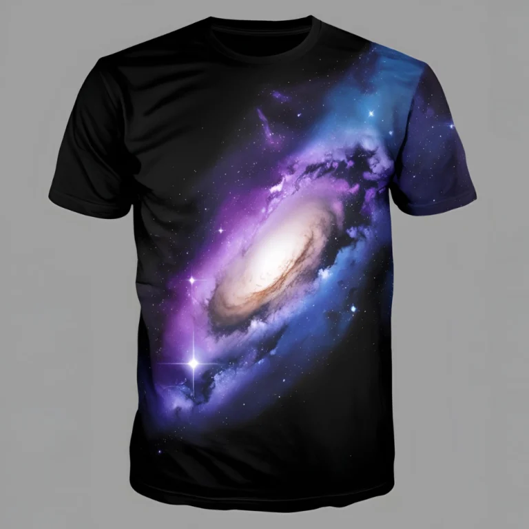 Galaxy Dream DTG Printed Black T-Shirt