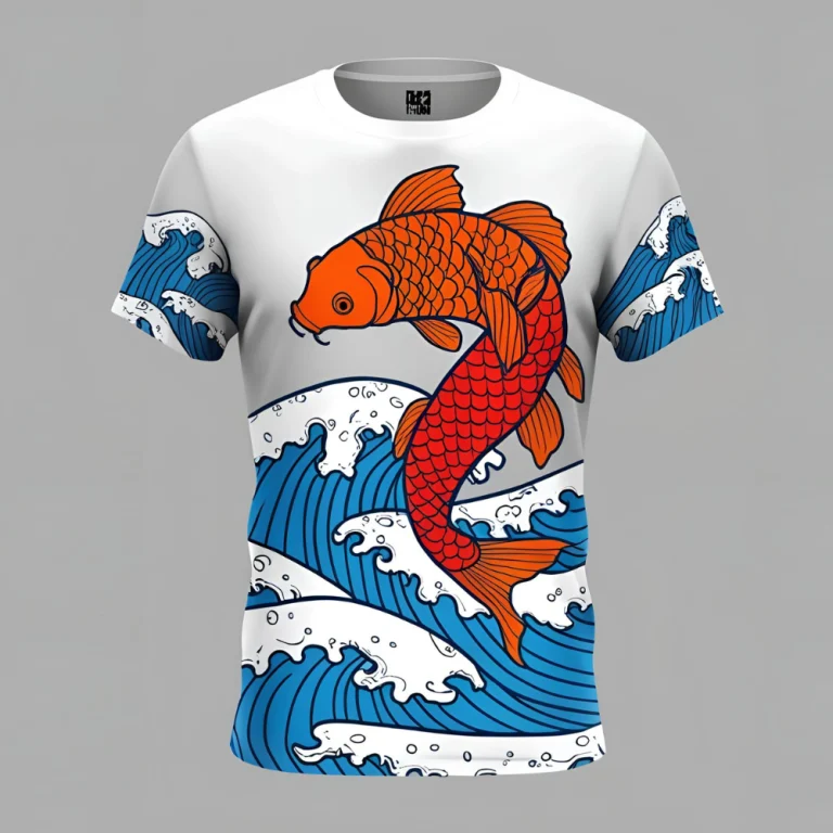 Koi Serenity DTG Printed White T-Shirt