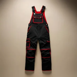 Black Industrial Safety Overalls with Red Trim
