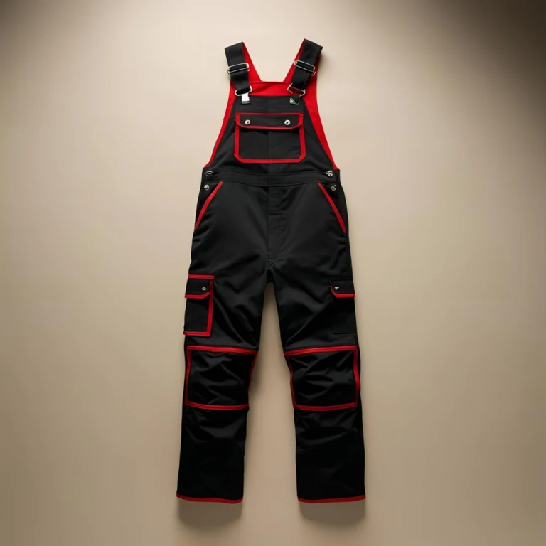 Black Industrial Safety Overalls with Red Trim