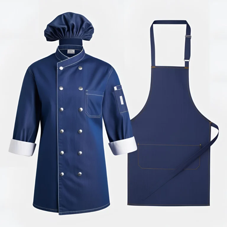 Blue Denim Chef Coat and Apron Set