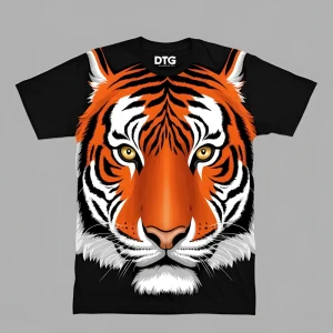 Fierce Tiger DTG Printed Black T-Shirt