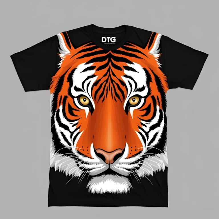 Fierce Tiger DTG Printed Black T-Shirt