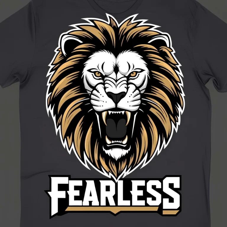 Fearless Lion Head Gold Graphic Tee