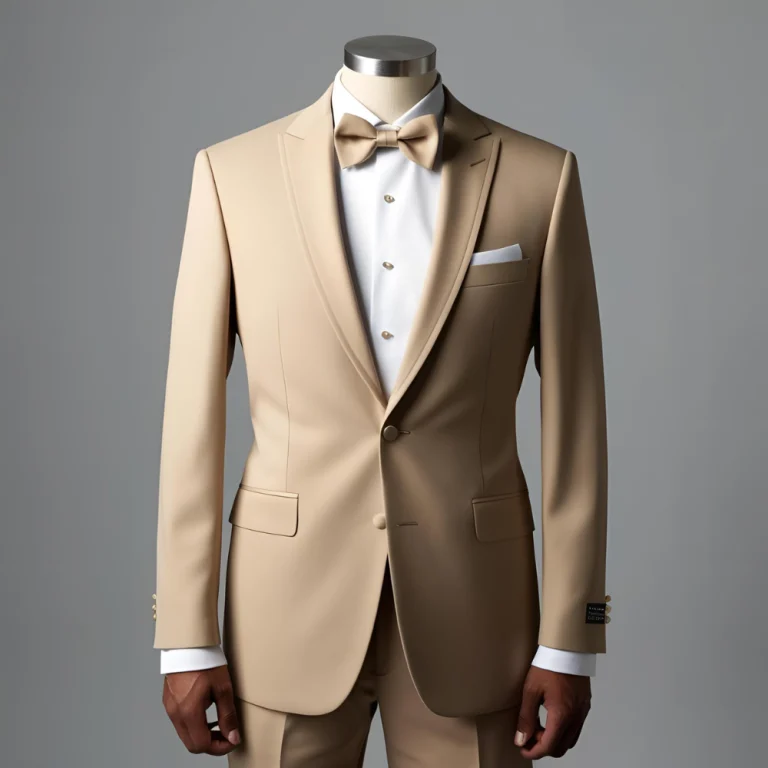 Men’s Beige Waiter Suit with Bow Tie