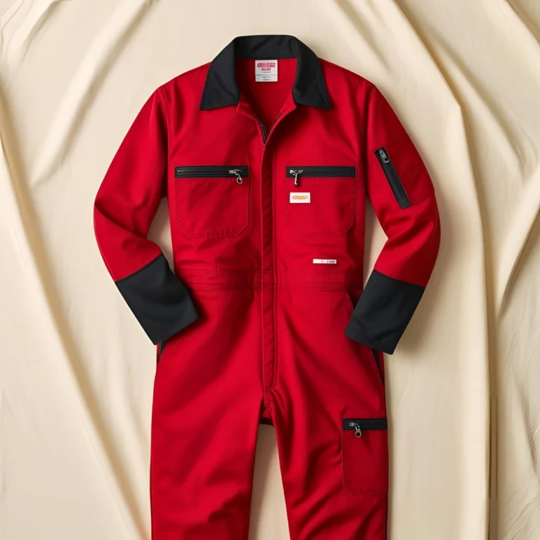 Red Mechanic Jumpsuit with Black Accents