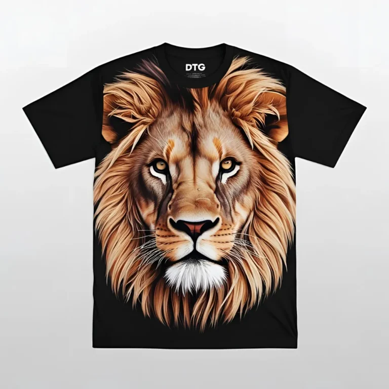 Lion Majesty DTG Printed Black T-Shirtv