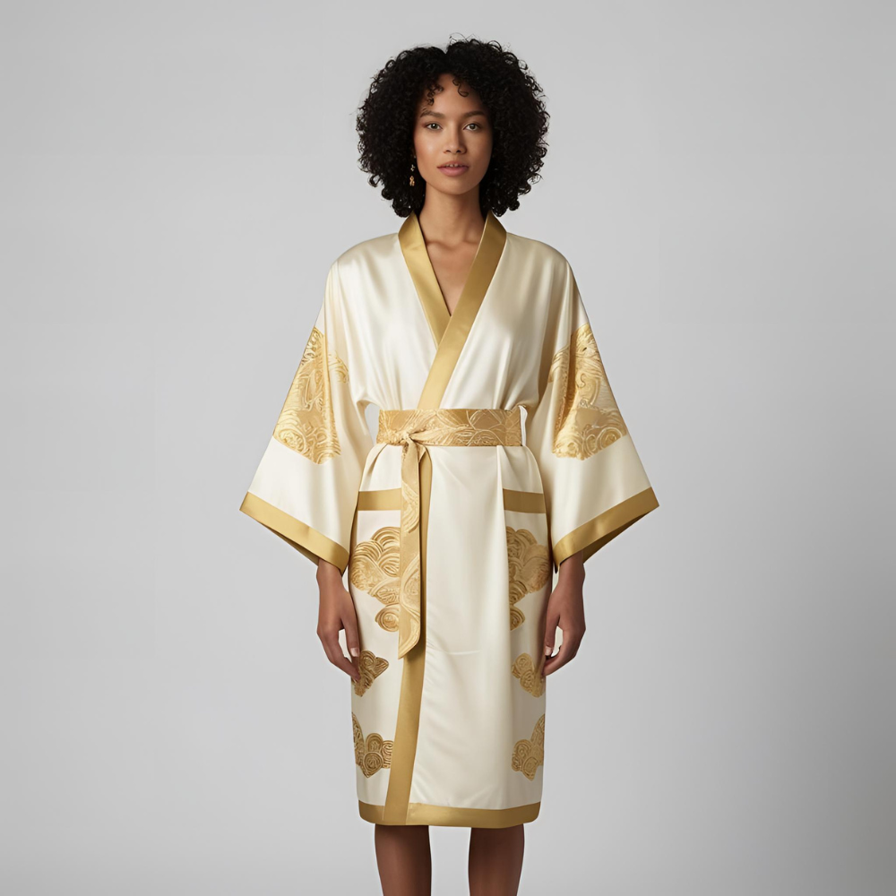 Custom spa kimono by uniform manufacturer in USA