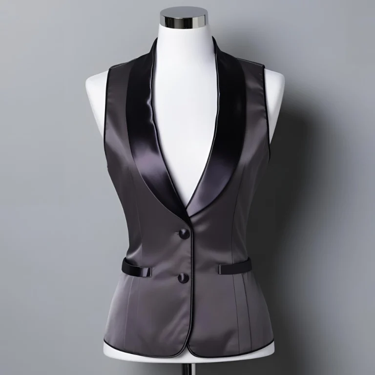 Tuxedo Style Waitress Vest in Charcoal Gray