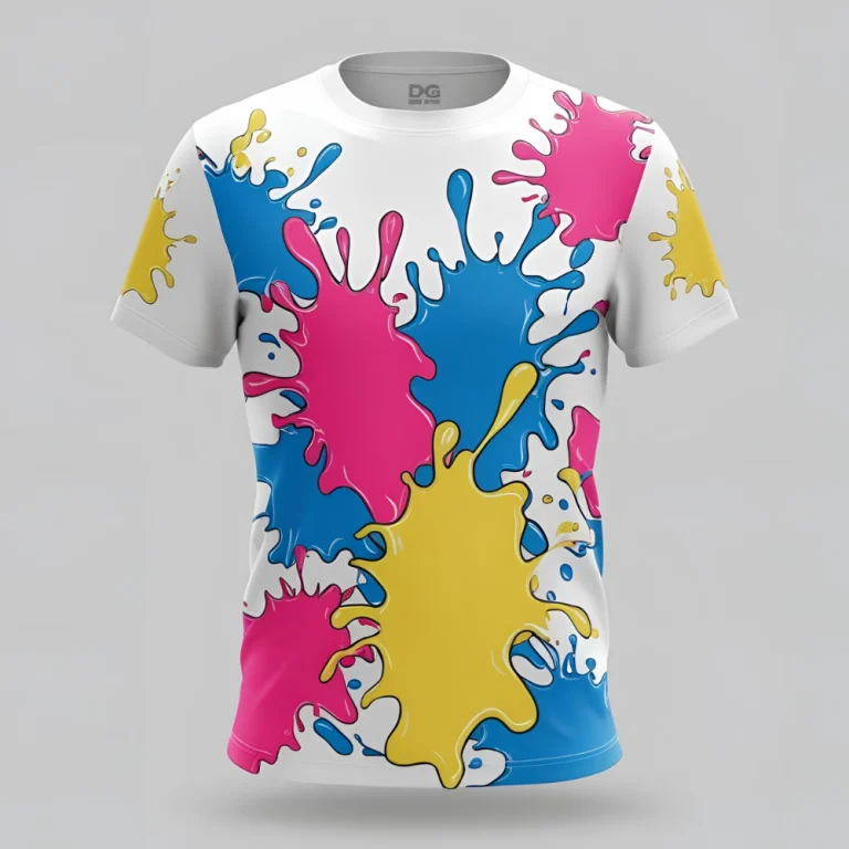 Vibrant Splash DTG Printed White T-Shir
