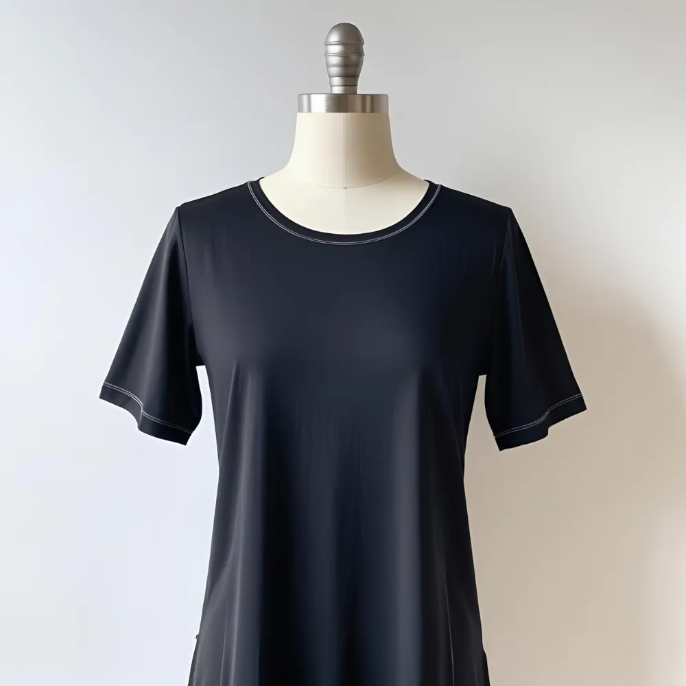 Pure Basics black t-shirt, emphasizing its classic simplicity and suitability for branding from a UK manufacturer.