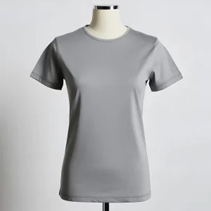 Light cool grey t-shirt on a mannequin, highlighting its suitability for personal branding.