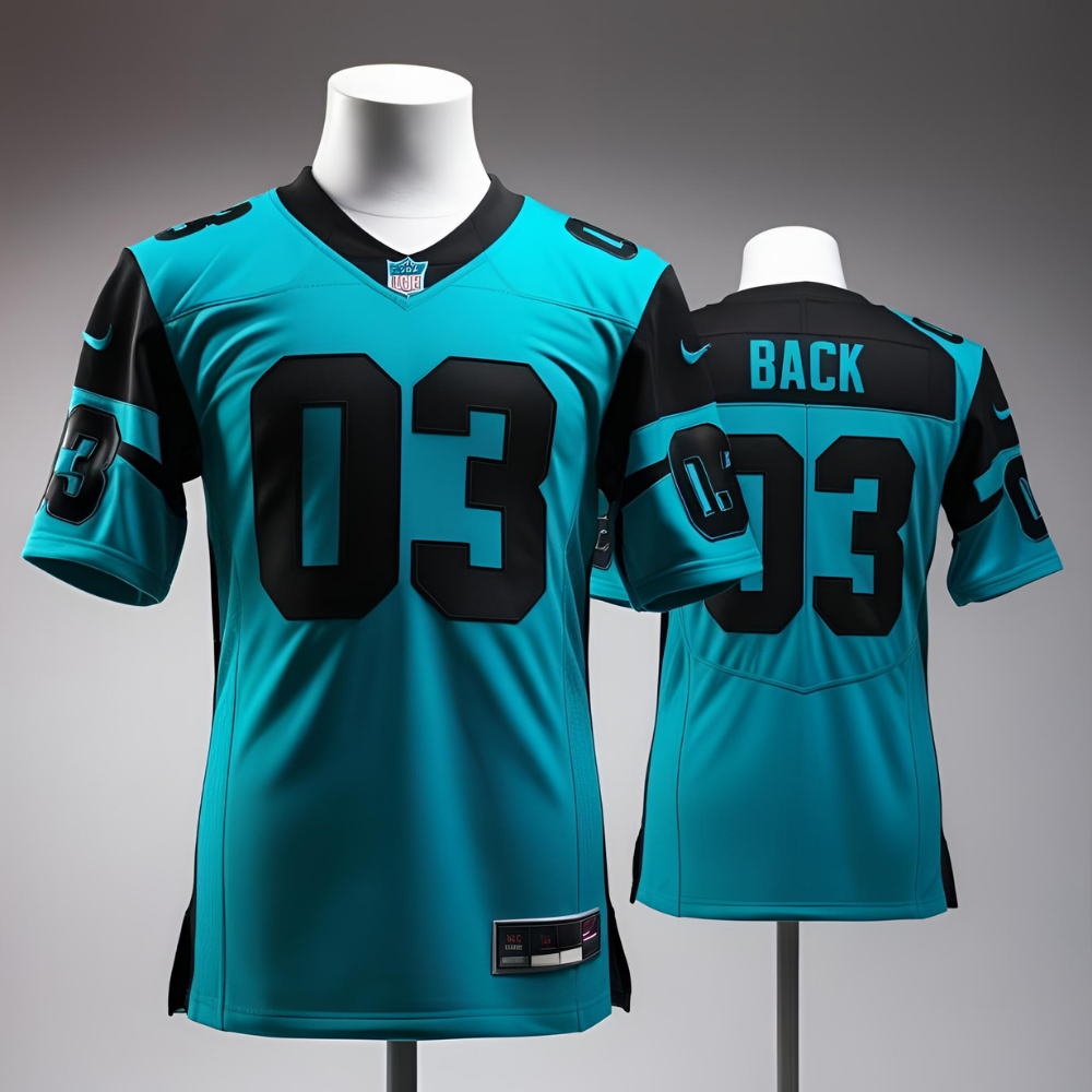 Make your own football jersey tool showing personalized colors and logo placement.