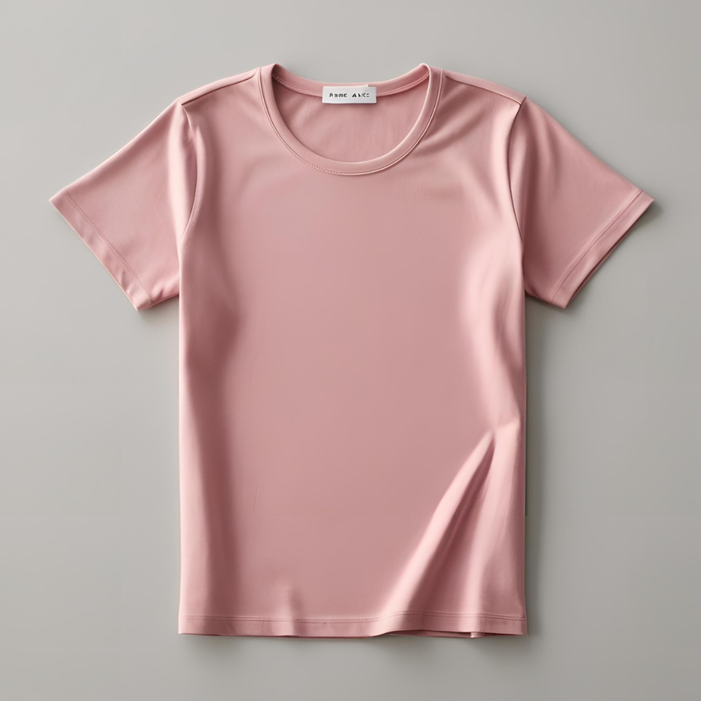 Soft pink t-shirt displayed flat, representing a product from a USA t-shirt manufacturer.