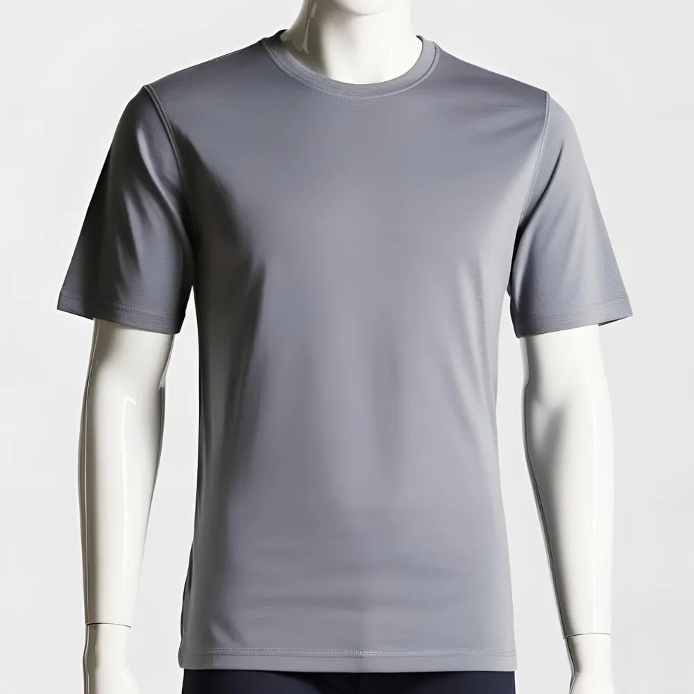 Essential cool grey t-shirt shown on a mannequin against a light background.