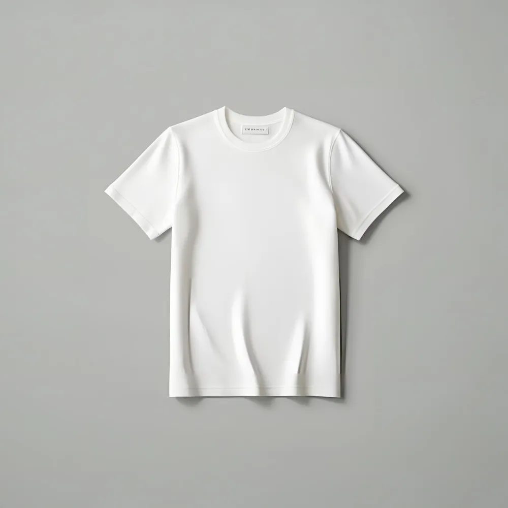 Flat lay of an essential pure white t-shirt, ideal for custom branding.