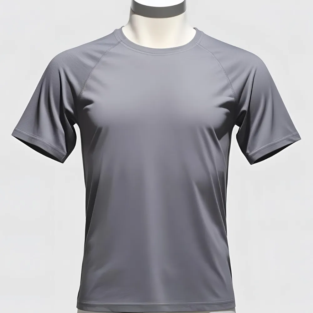 Cool grey essential t-shirt displayed on a mannequin, suitable for personal branding.
