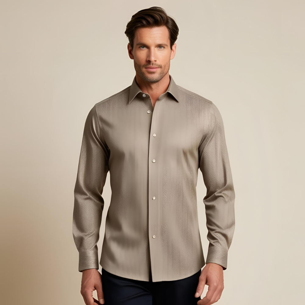 High-quality mens long sleeve dress shirts designed for professional wear, weddings, and formal occasions – available in classic and slim fits.v