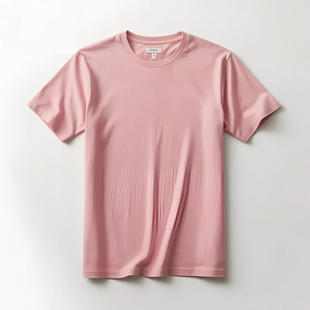 A pastel pink cotton t-shirt displayed on a clean white background, emphasizing its customizable nature.