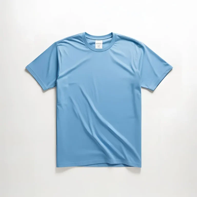 Light sky blue cotton t-shirt shown flat, highlighting its potential for brand customization.
