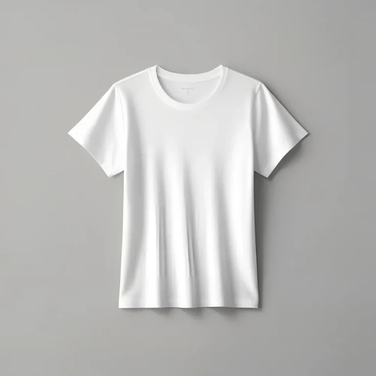 Basic white t-shirt shown flat, representing a custom manufactured essential.