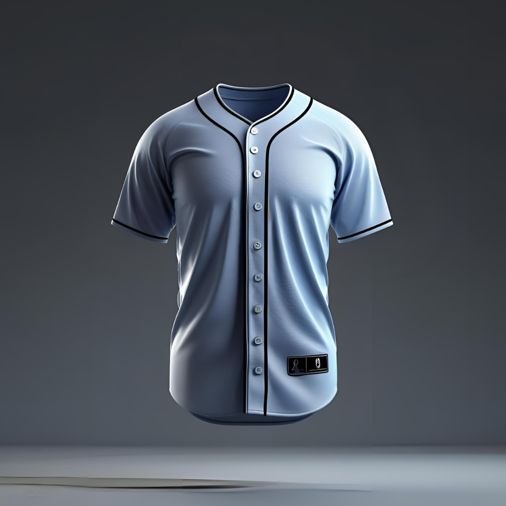 Finished baseball jersey outfits neatly arranged after production, showing vibrant colors, matching sets, and detailed stitching