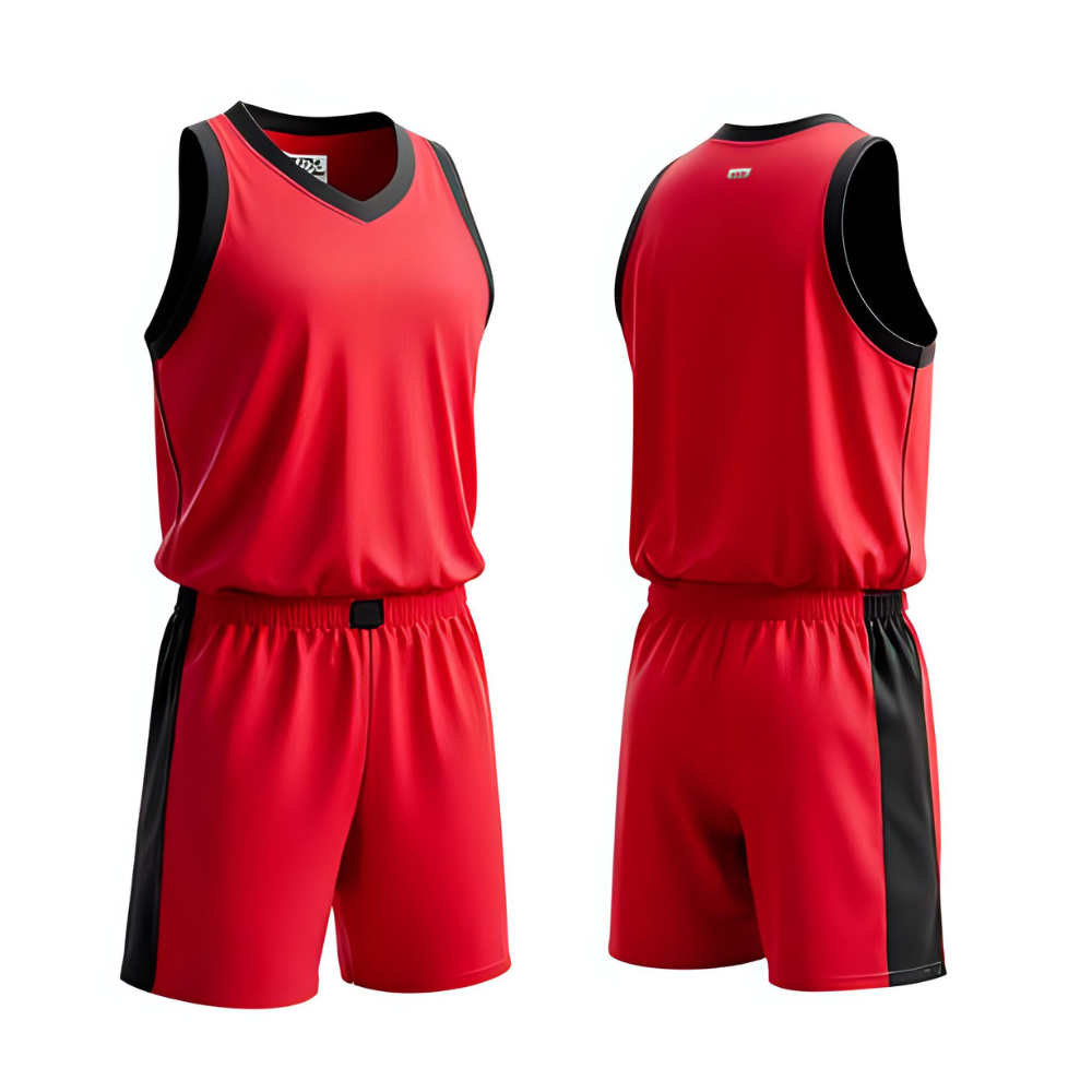 Athlete playing basketball on court wearing a basketball basketball jersey, highlighting fit, fabric texture, and team branding