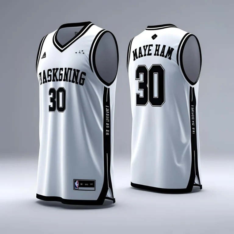 Basketball jersey design maker interface showing customization options like logo placement, color selection, and player name
