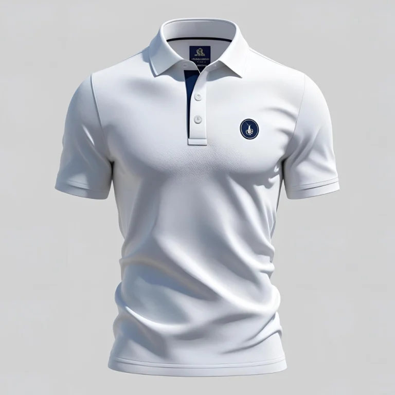 Professional golfer walking on green wearing a sleek best golf shirt with UV protection and athletic fit