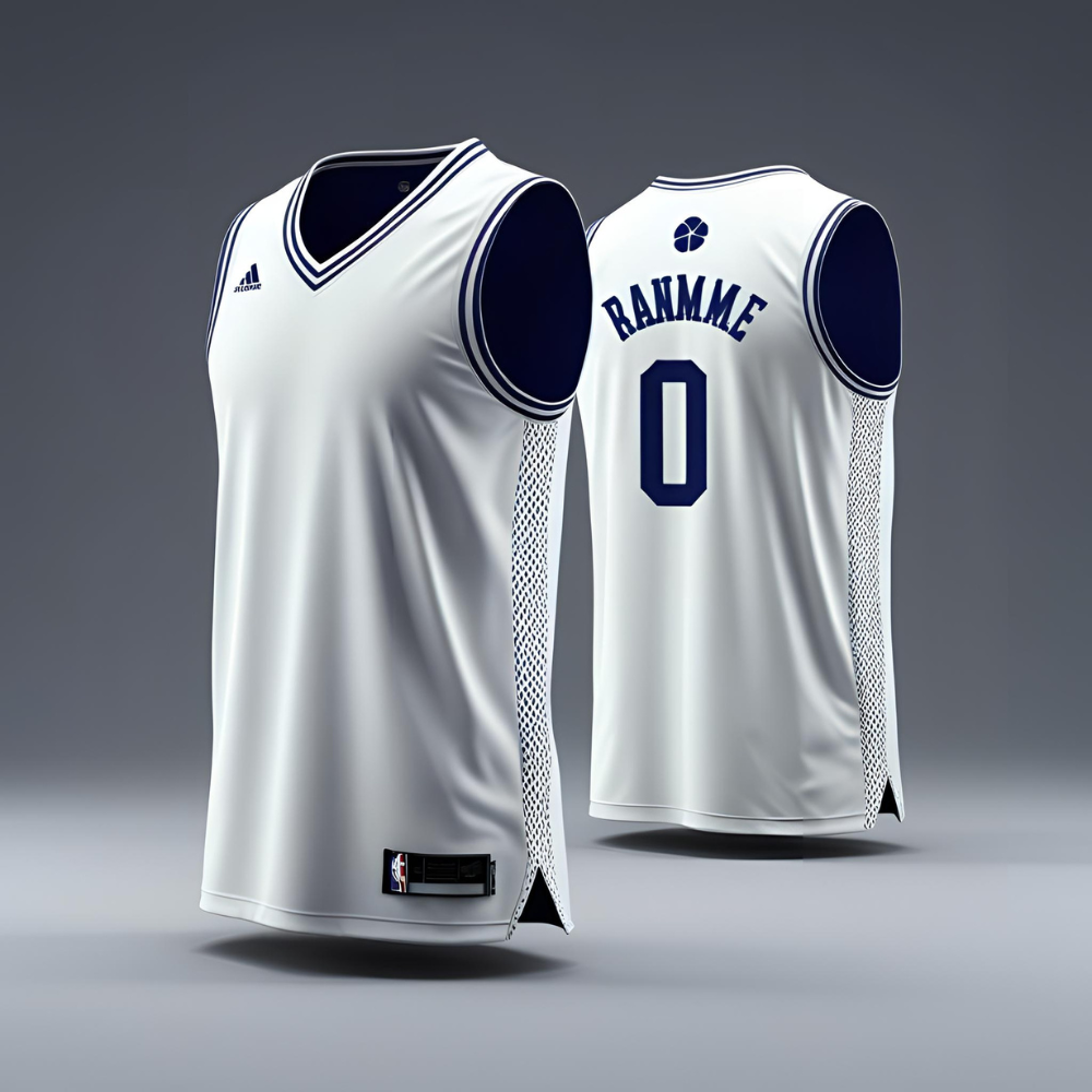 Preview of a custom-designed basketball jersey created using a basketball jersey design maker, showing vibrant team colors and personalized text