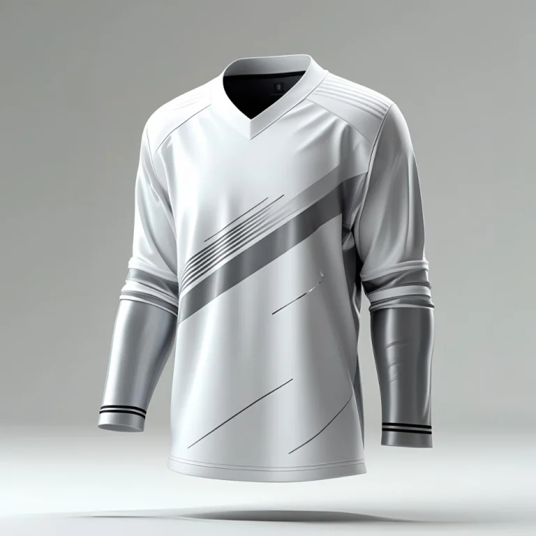 wearing a classic hockey jersey with retro design elements like felt lettering and satin trim
