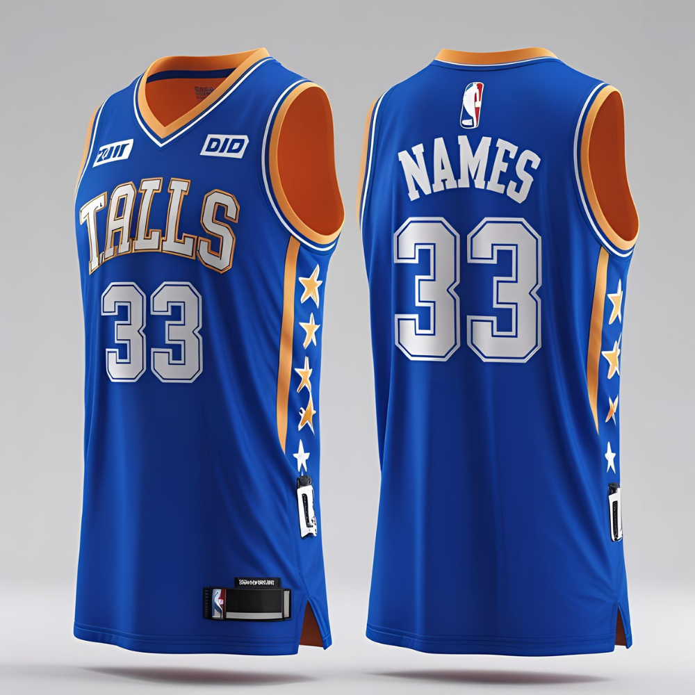 Basketball team jerseys displayed flat showing vibrant team colors, logo, and clean printing