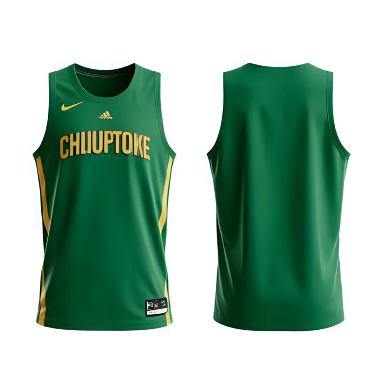 Basketball uniforms laid flat showing jersey and shorts with vibrant team colors and logo