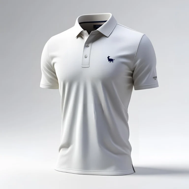 Stylish women's golf apparel set laid flat showing coordinated polo, skirt, and cap with custom logo and vibrant colors