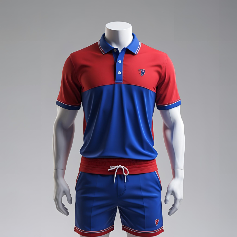 Male tennis player in motion wearing custom-made men's tennis wear designed for mobility, breathability, and athletic performance