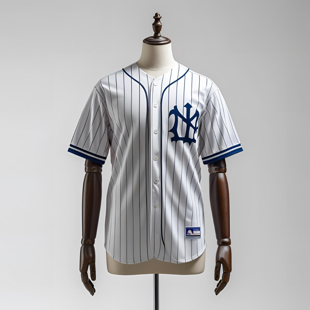 Close-up of personalized baseball jersey with custom name and number printed on back, showing vibrant ink and clean finish