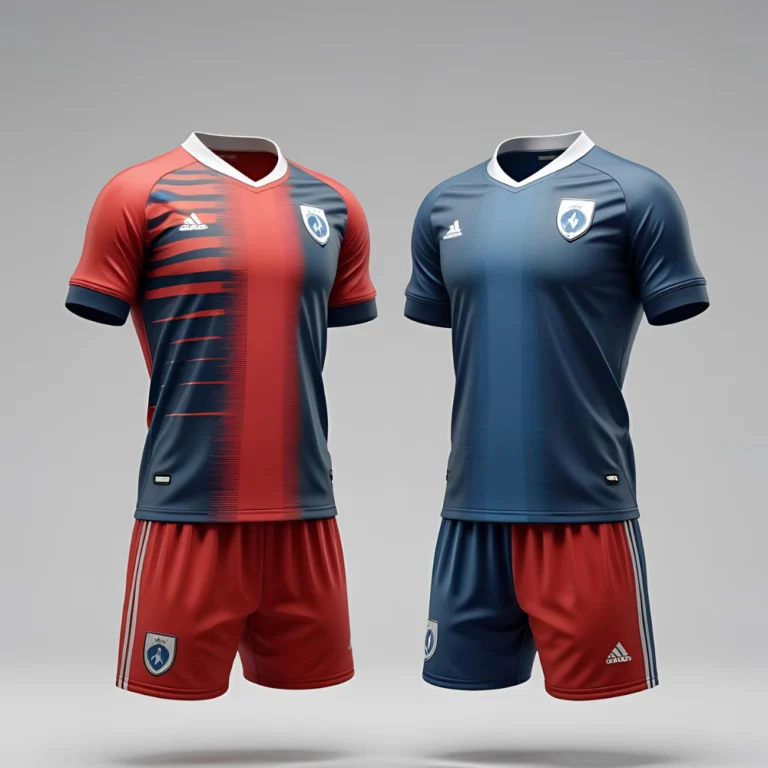 Women's soccer team playing on field wearing matching custom women's soccer jerseys, highlighting fit, fabric texture, and branding