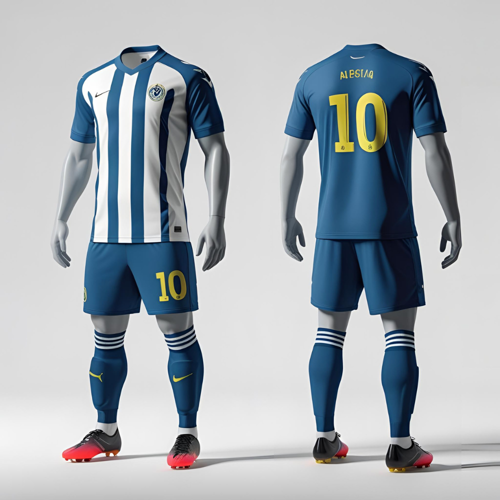 Custom Team USA soccer jersey mockup showing red, white, and blue design with personalized team name and number