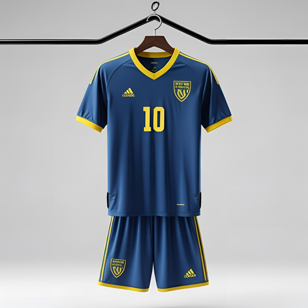 Custom USA soccer jersey mockup showing red, white, and blue design with personalized name and number