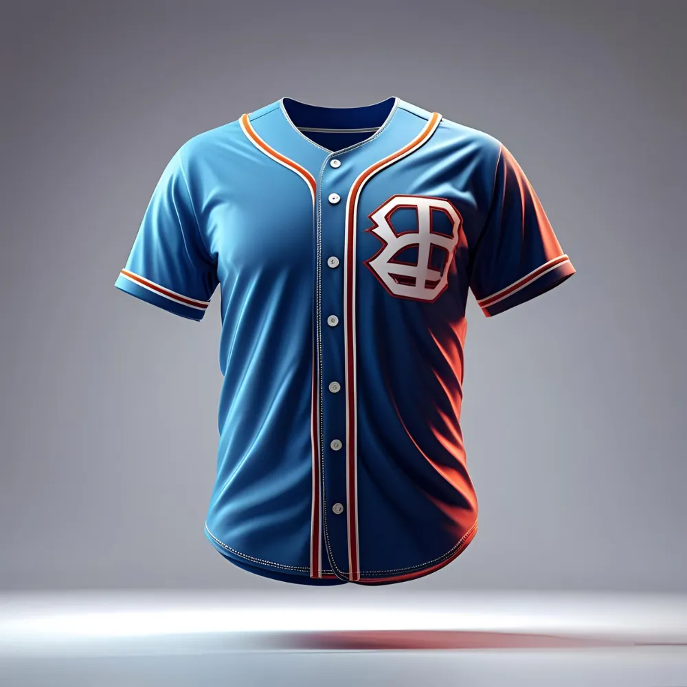 Model wearing a vintage baseball shirt with classic design elements like felt lettering and satin trim