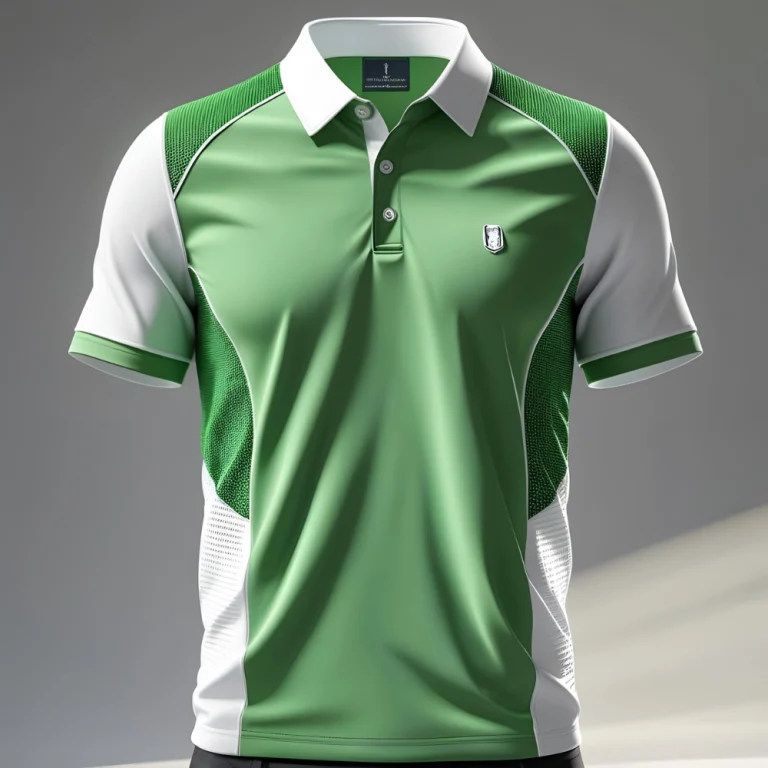 Custom women's golf shirt laid flat showing personalized logo, breathable fabric texture, and clean stitching