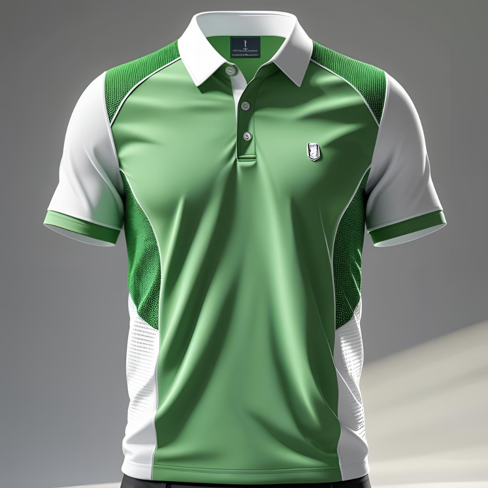 alt="Custom women's golf shirt laid flat showing personalized logo, breathable fabric texture, and clean stitching"